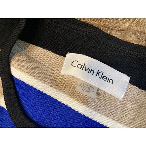 Calvin Klein Women’s Striped Flyaway Topper Jacket Cardigan Longline Size Large - Picture 4 of 13